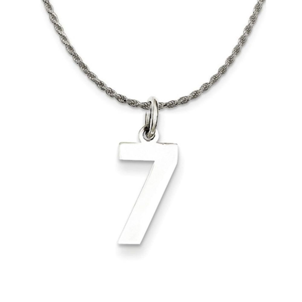 Sterling Silver Athletic Lg Polished Number 7 Necklace - 20 Inch